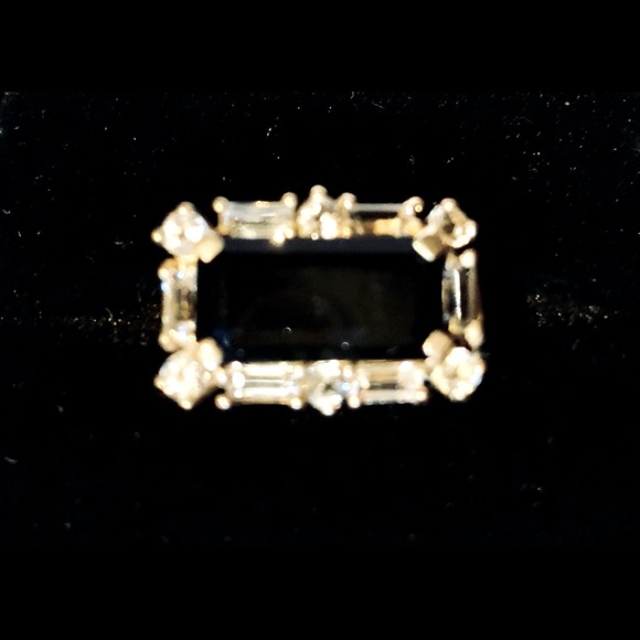 Genuine Diamond Accent Ring with Black center emerald cut stone. - Picture 6 of 9